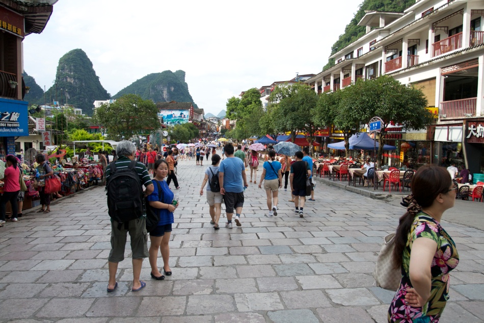 The shopping street of Yangshuo called West Street