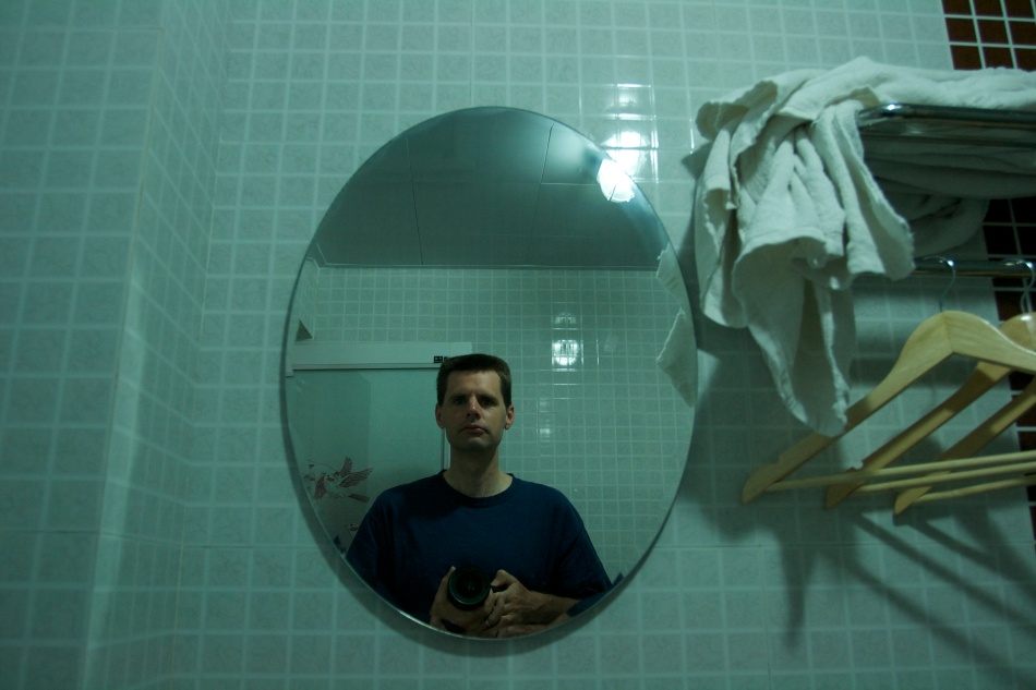 One of Ryan's professors would take self-portraits in the bathroom mirror whenever he went on vacation. Now, it seems that Ryan wants to try it too.